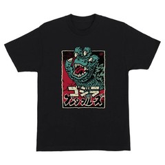 Santa Cruz X Godzilla HAND FRONT Skateboard T Shirt BLACK