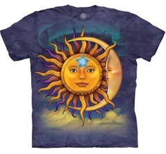 Sun Moon Lunar Solar Shining Star Yin Yang Mountain Purple Cotton T-Shirt S-5X