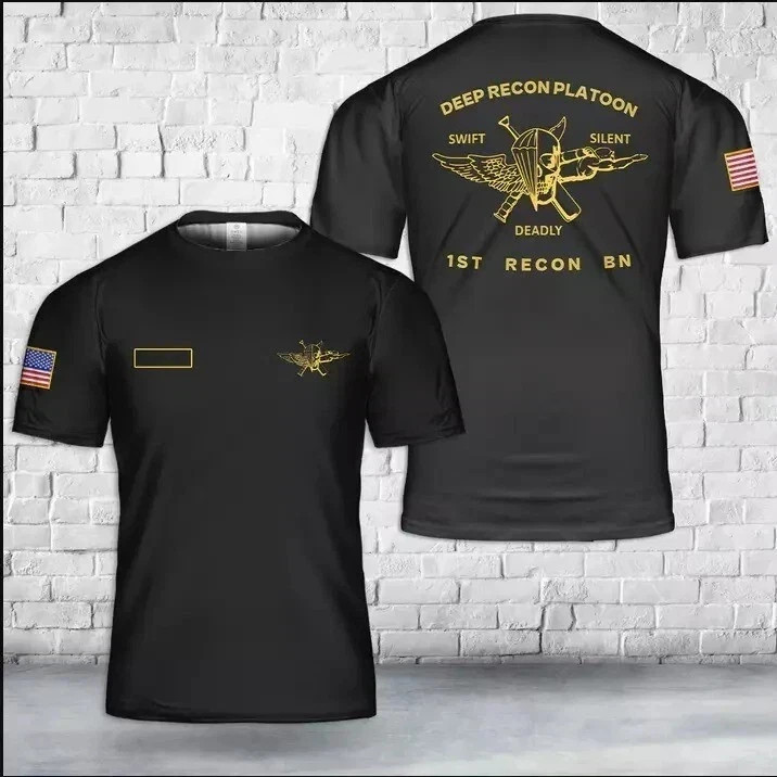 Custom Name US Marine Corps Deep Recon Platoon – 1st Recon Bn AOP T shirt 3D
