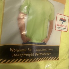 Gildan Mens 2-Pack Workwear Pocket T-Shirt XL Safety Green Dry blend Heavyweight