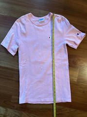 Champion Shirt Adult Teen Boy X-Small XS Pink Logo Short Sleeve Cotton Mens EUC