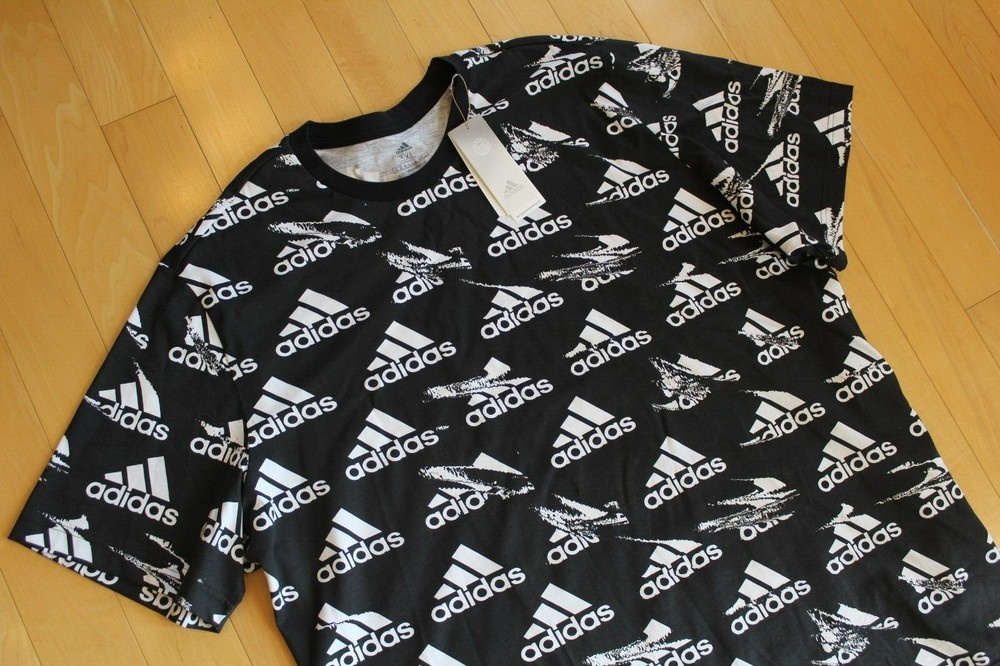 NWT ADIDAS Big & Tall Men’s All Over Print Athletic Shirt Black White