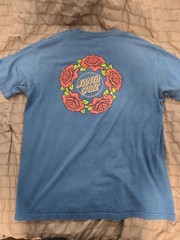 Santa Cruz Dark Blue Skateboarding Shirt Roses SIZE LARGE