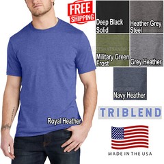 Mens American Made Triblend T-Shirt Soft USA Tee S, M, L, XL, 2XL, 3XL, 4XL NEW!
