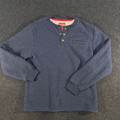 Coleman Henley Shirt Mens Medium Blue Sherpa Lined Waffle Knit Thermal Workwear