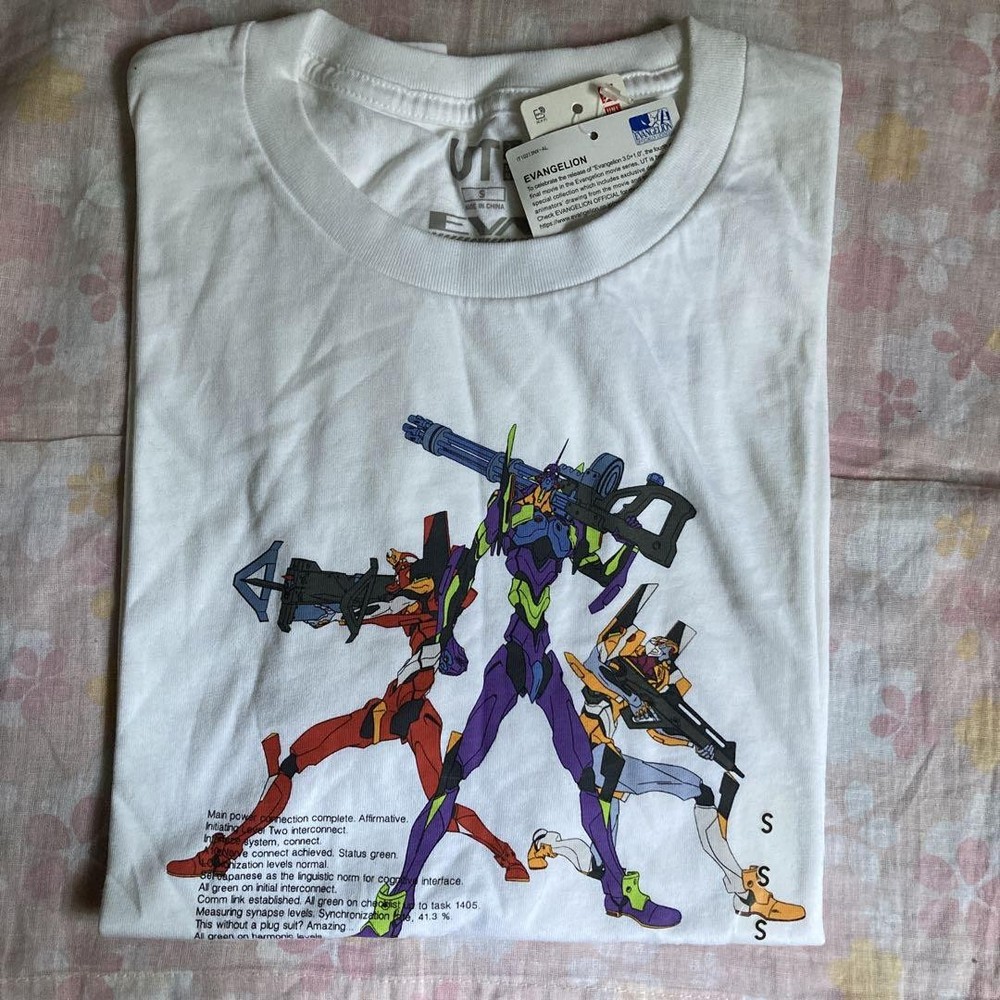 UNIQLO UT Evangelion T-Shirt US Size XS (JP S) White Anime Manga Graphic