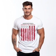 American By Birth Patriot By Choice Black Tee Shirt USA Patriotic Shirt For Men