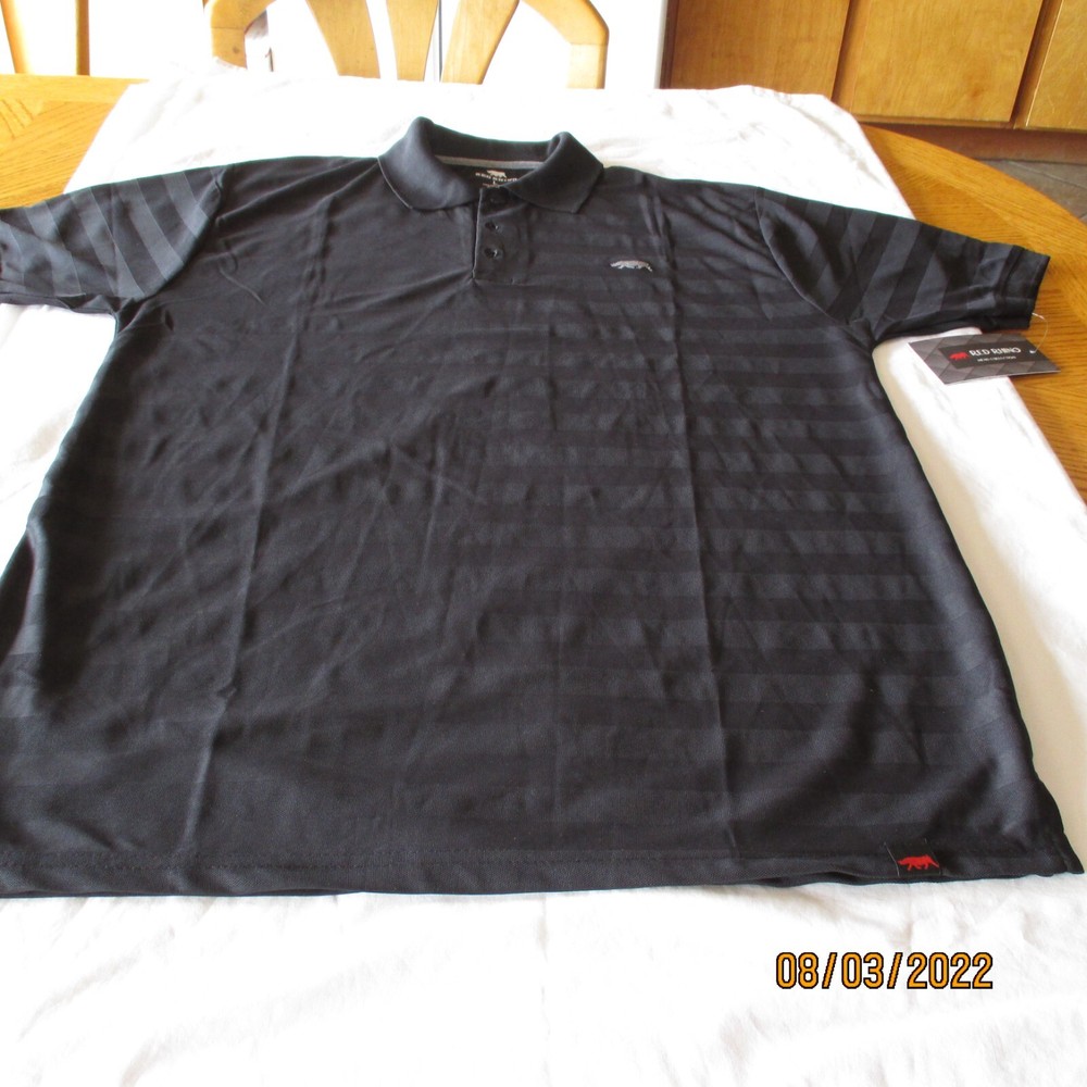 Red Rhino Men’s Shirt Elegant BLACK Polo Shirt LARGE Size NEW Machine WASH