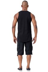JC DISTRO Mens Basic Tank Top Jersey Casual Shirts Elong Scallop-Tail