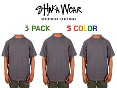 3 pack Shaka Wear Max Heavyweight Cotton Crew Neck Short Sleeve Big Tall T-shirt