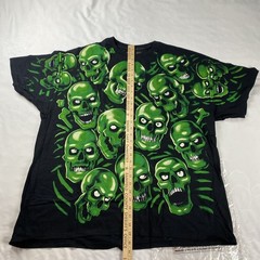 Liquid Blue Men’s 2XL Green Skulls T-Shirt 2017 NEW