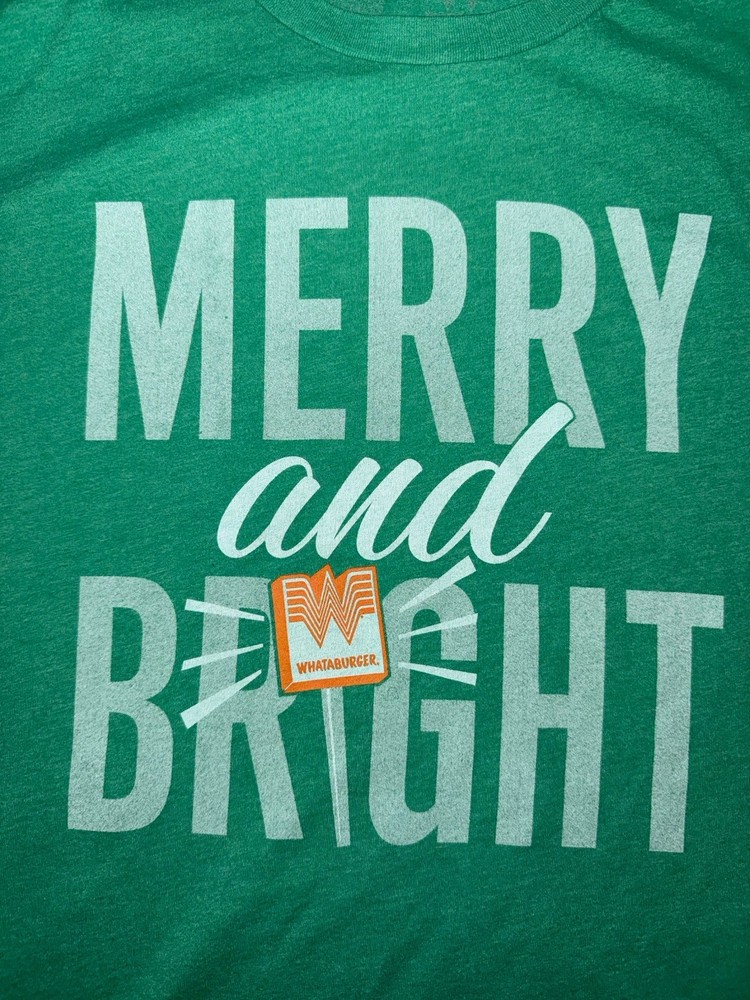Merry &Bright Whataburger Shirt Christmas Holiday Next Level Adult XL Or XXL