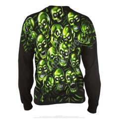 JUICY J STAY FLY-SKULL PILE-GLOWS IN DARK-Long Sleeve 2 Sided SHIRT Sz M- L RARE