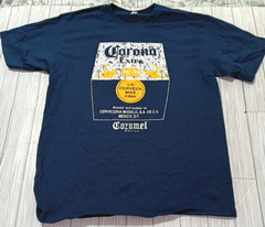 Corona Yazbek tag T-Shirt Dark Blue Cozumel Mexico 100% Cotton Size Large