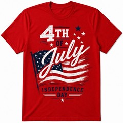 t-shirt for men 4th of July USA patriotic graphic print red crew neck