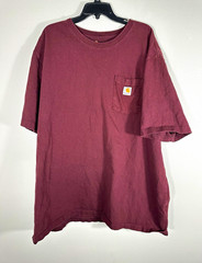 Carhartt Pocket T-Shirt Mens 2XL Burgundy Original Fit Heavyweight Cotton Tee