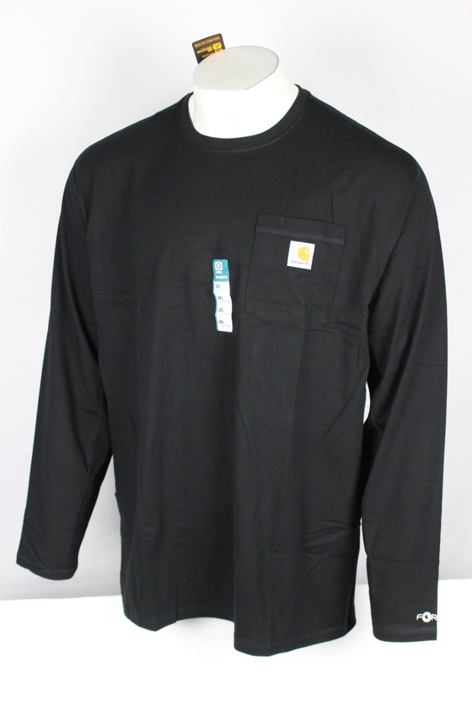 Carhartt Men’s Force Relaxed Midweight Long Sleeve Pocket T Shirt 2XL Black