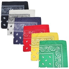 Extra Large Polyester Paisley Bandanas 27 x 27 In – 6 Pack – Party and