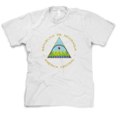 NICARAGUA COUNTRY SEAL FLAG White Cotton Adult Unisex T-Shirt Tee Top