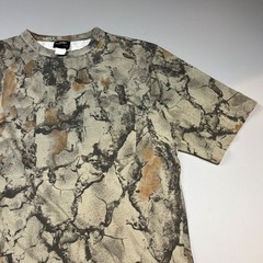 VTG Natural Gear Pocket T-Shirt Mens XL Brown Tan Camo Bark Hunting Short Sleeve