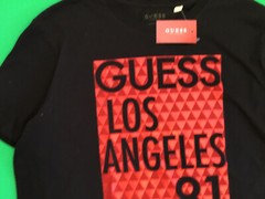 GUESS Los Angeles Men’s Short Sleeve T-Shirt Size MEDIUM Black w/ Red Cotton NEW