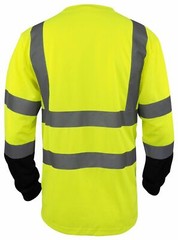 Hi Vis Safety T Shirt ANSI Class 3 Long Sleeve Reflective Tape with Black Bottom
