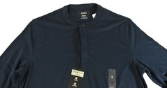 Alfani Men’s Henley T-Shirt New S M L XL XXL Navy Blue Long Sleeve Stretch Solid