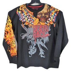 Request Men’s Black 3XL Half Evil x 999 Death Race Skull & Flames