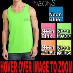Mens Solid Tank Top Preshrunk Cotton Blend NEONS S M L XL 2XL 3XL 4XL NEW