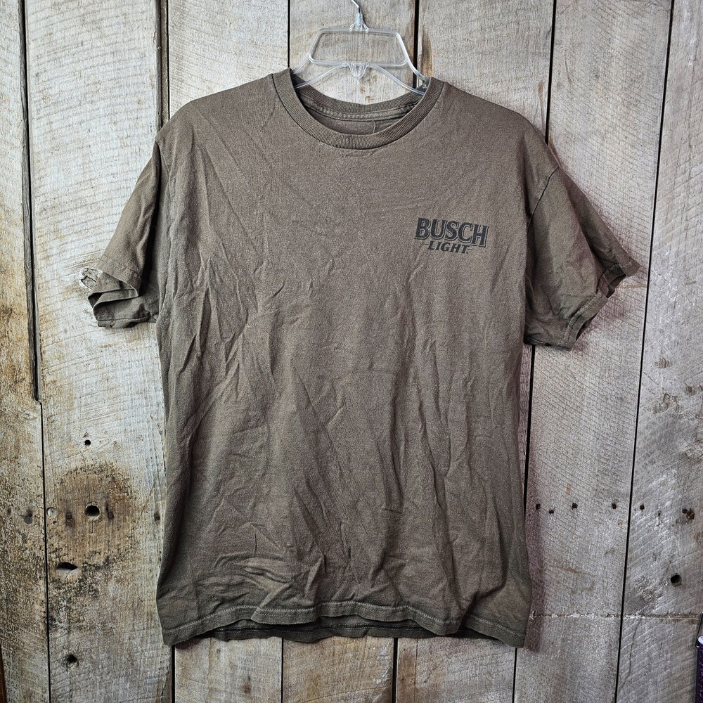 JEDCO Busch Light Ducks Hunting Graphic T-Shirt Brown Adult Medium Beer Tee