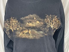 North River Mens Shirt Large Deer Rut Black Graphic Cotton Easy Care