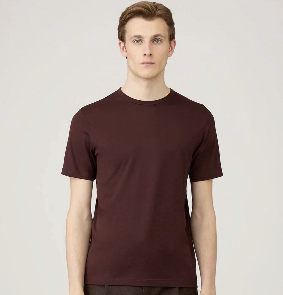 Sunspel Men’s Classic Slim Crew Neck Supima Cotton T-shirt Burgundy SZ L NWT