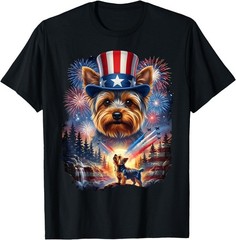 Yorkie 4th of July Shirt Yorkshire Terrier USA Flag Patriotic Dog Tee