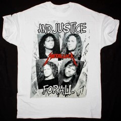 And Justice For All Inspired Fanmade Rock Style Graphic White T-Shirt HOT