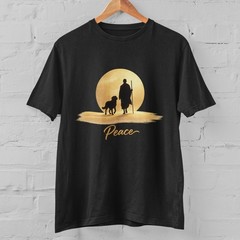 Walk For Peace Sunset Monk Dog T Shirt Spiritual Zen Graphic Tee Gift S-5XL