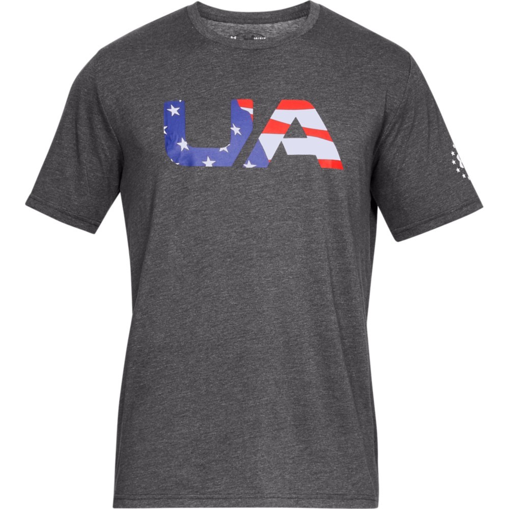 Under Armour 1333352 Men’s UA Freedom Big Flag USA T-Shirt, Graphite, Medium