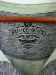 Raw Yarn Supersoft Men’s Henley Shirt Size 3XL sage green Polyester Machine Wash