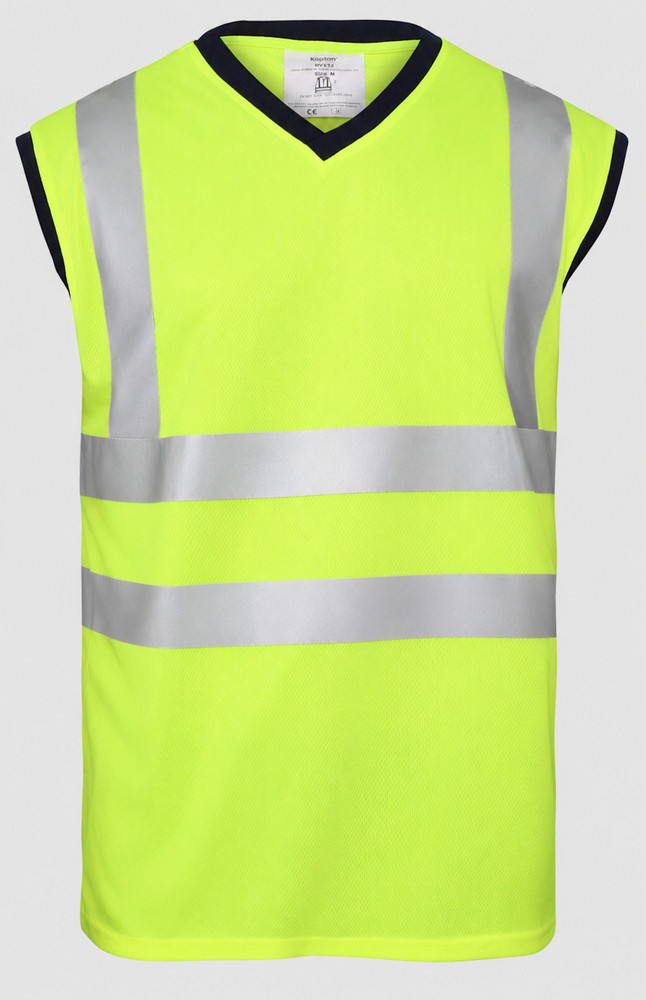 Hi Viz Sleeveless T-Shirt V-Neck Sleeveless Safety Security Work Wear Top UIK