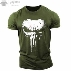 The Punisher T-Shirt Mens 3D Print Tee Military Patriotic Skull Streetwear Shirt