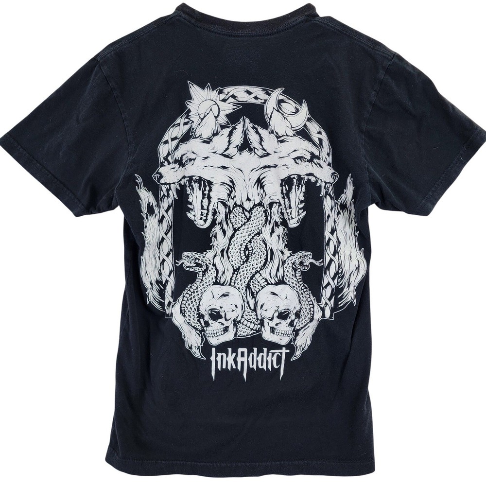 Ink Addict Tattoo Lifestyle Brand Mens Black Short Sleeve Graphic T Shirt Size S