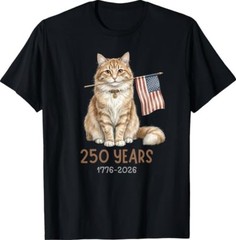 Funny Patriotic Cat 250 Years 4th of July Lover cat T-Shirt