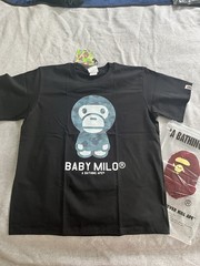 A Bathing Ape BAPE Baby Milo Black Graphic Print Logo Crew Neck T-Shirt M