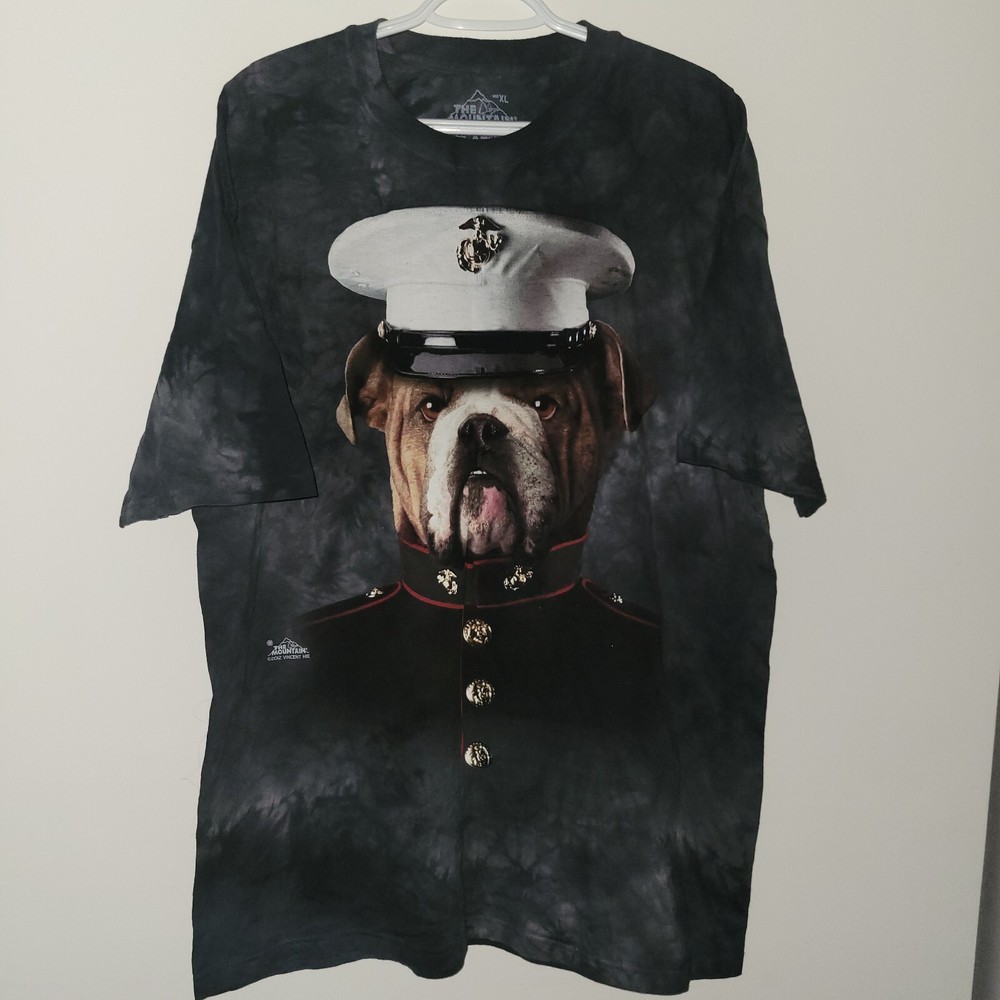 The Mountain Marine Dog Short Sleeve T-Shirt Men’s Size XL Gray Black Tie Dye