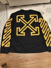 Off-White Tape Arrow Skate L/S Tee Men’s XL Crew Neck Cotton Jersey Black/Yellow