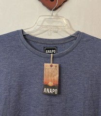 Anapo Clothing Mens 2xl Blue Super Soft Long-Sleeved Pullover Shirt NWT! A6618