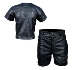 Men’s Leather Side Zipped T-Shirt & Premium Leather Short Zipper Casual 5 Pocket