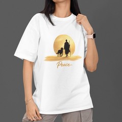 Walk For Peace Sunset Monk Dog T Shirt Spiritual Zen Graphic Tee Gift S-5XL