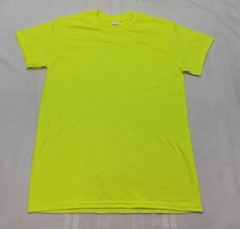 Mens’s Safety Yellow Cotton Blend High Vis Long Short Sleeve T Shirt X2 Small