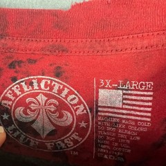 Affliction T-Shirt Mens Sz 3XL Red Black Live Fast Tie Dye Distress Graphic NWT