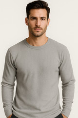 Men’s Thermal Plain Long Sleeve Waffle Shirts Solid Colors Premium Heavy Weight